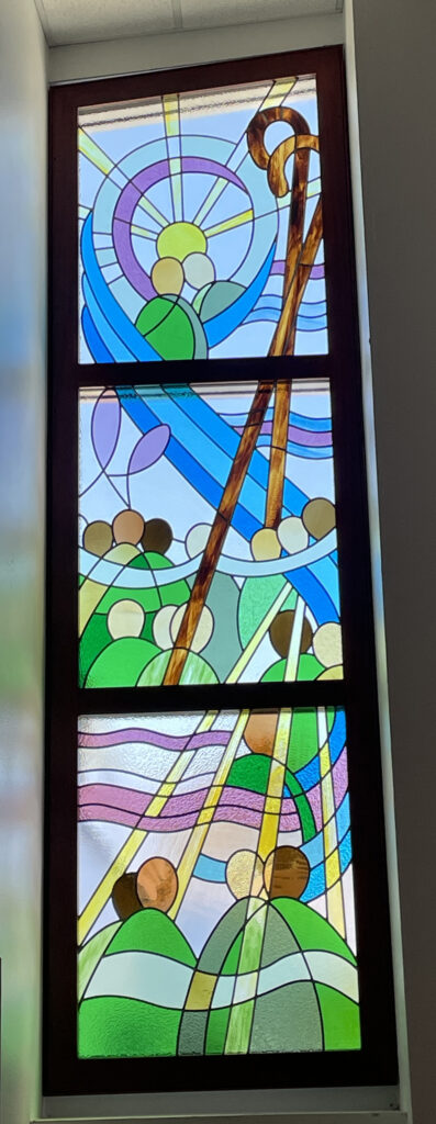 stained glass window that is 10ft tall.