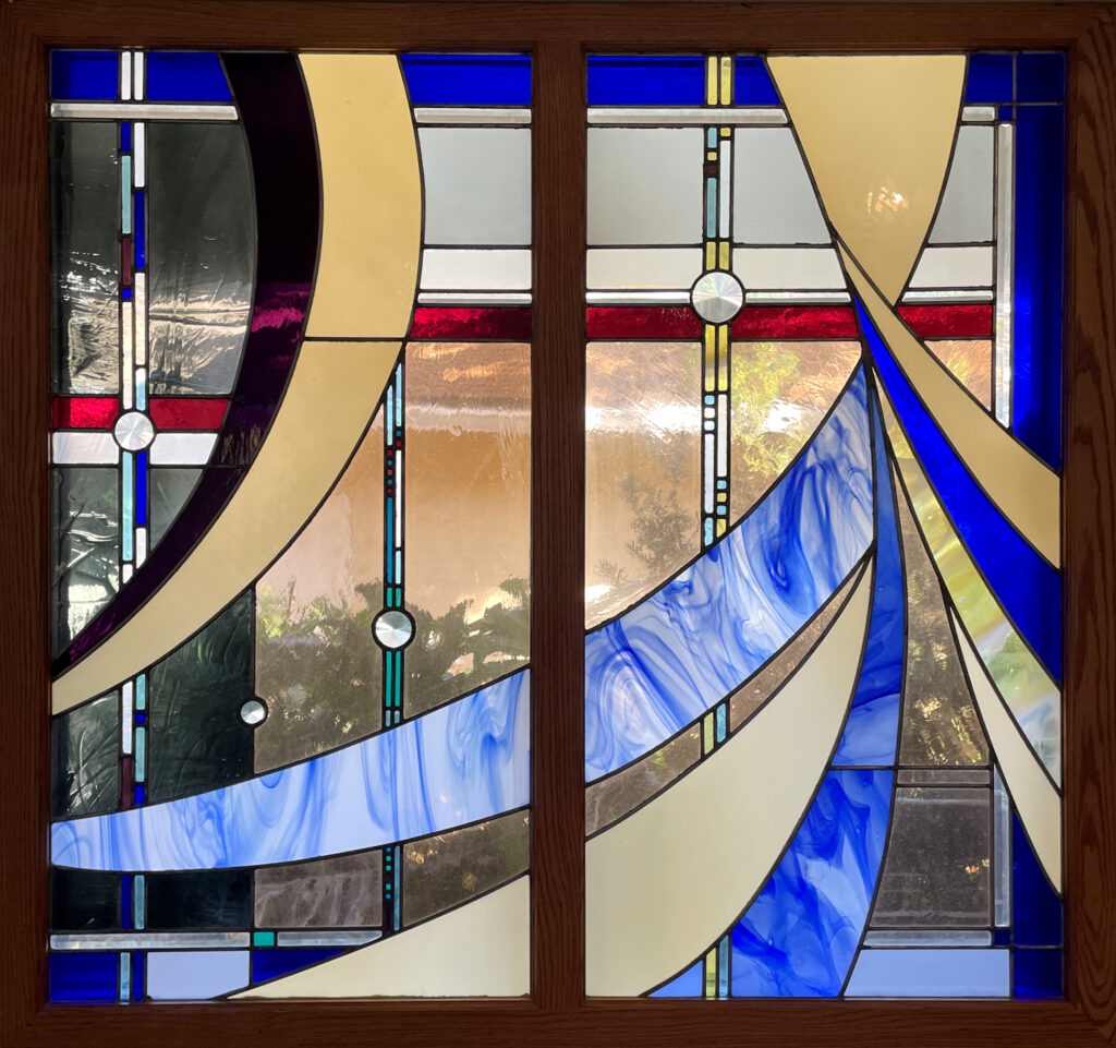 abstract stained glass window part of series 3/4.