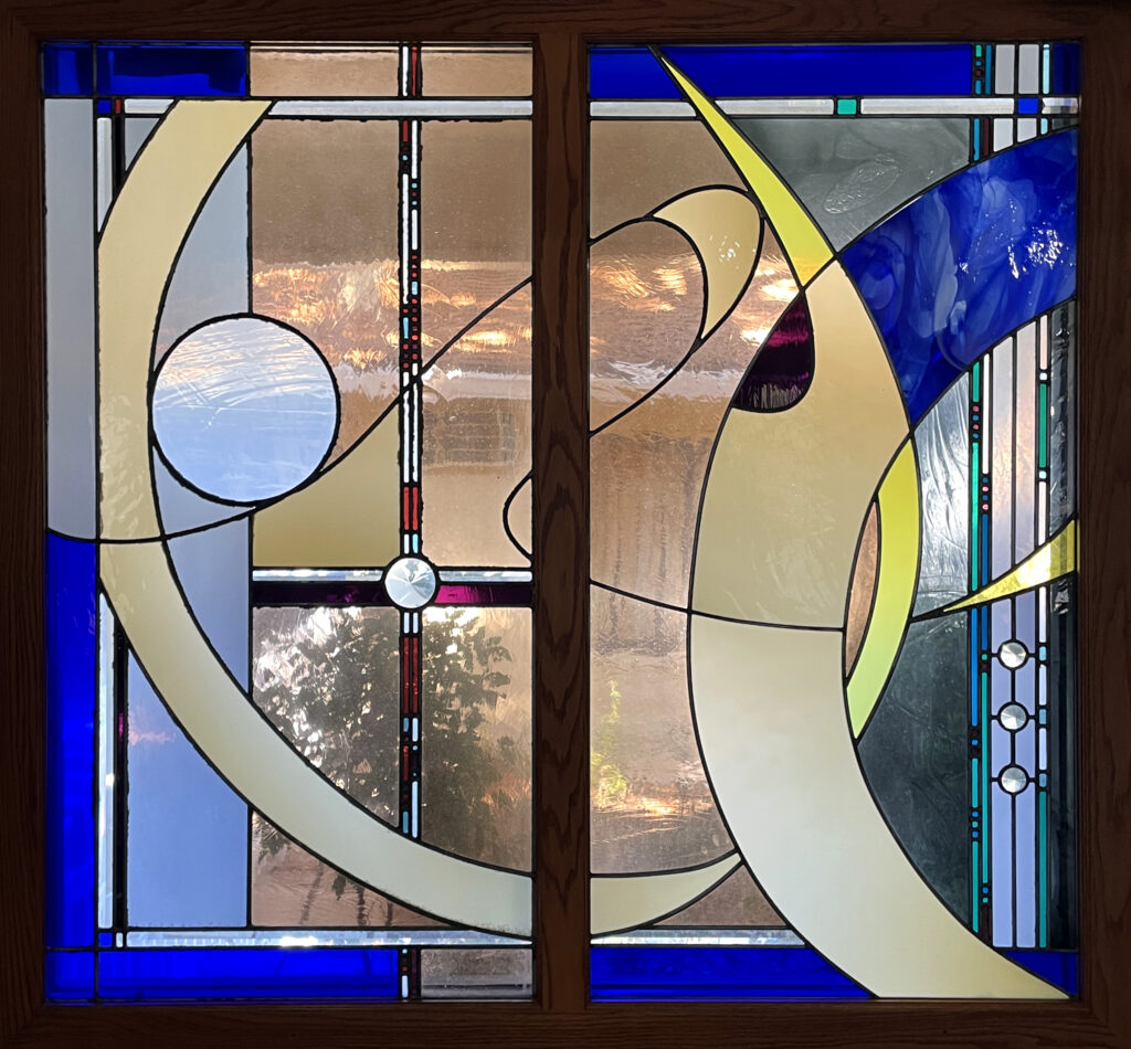 abstract stained glass window part of series 1/4.